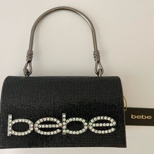 Bebe Black Sparkling mini bag with Rhinestone Logo